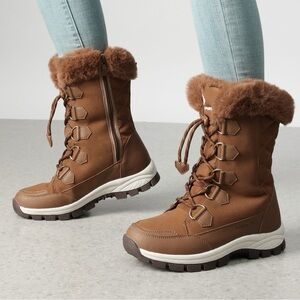 Dream Pairs Brown Winter Boots with Fur Trim 7.5